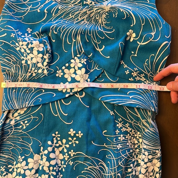 Vintage homemade teal floral maxi dress size 4 - Picture 11 of 11